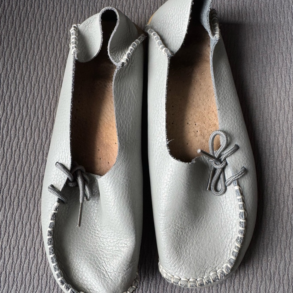 Gray Handmade Leather Loafers - Women’s Size 38